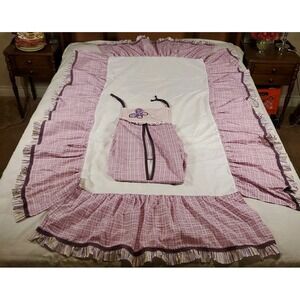 Cocalo Baby Crip Skirt Sugar Plumb Purple Check Ruffle & Matching Diaper Stacker